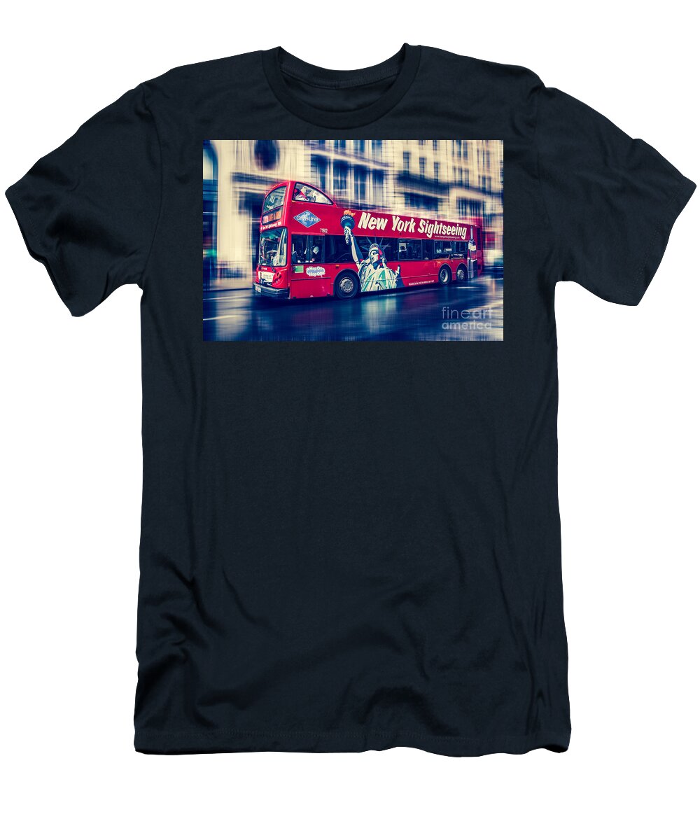 Nyc T-Shirt featuring the photograph hop on hop off through NYC by Hannes Cmarits