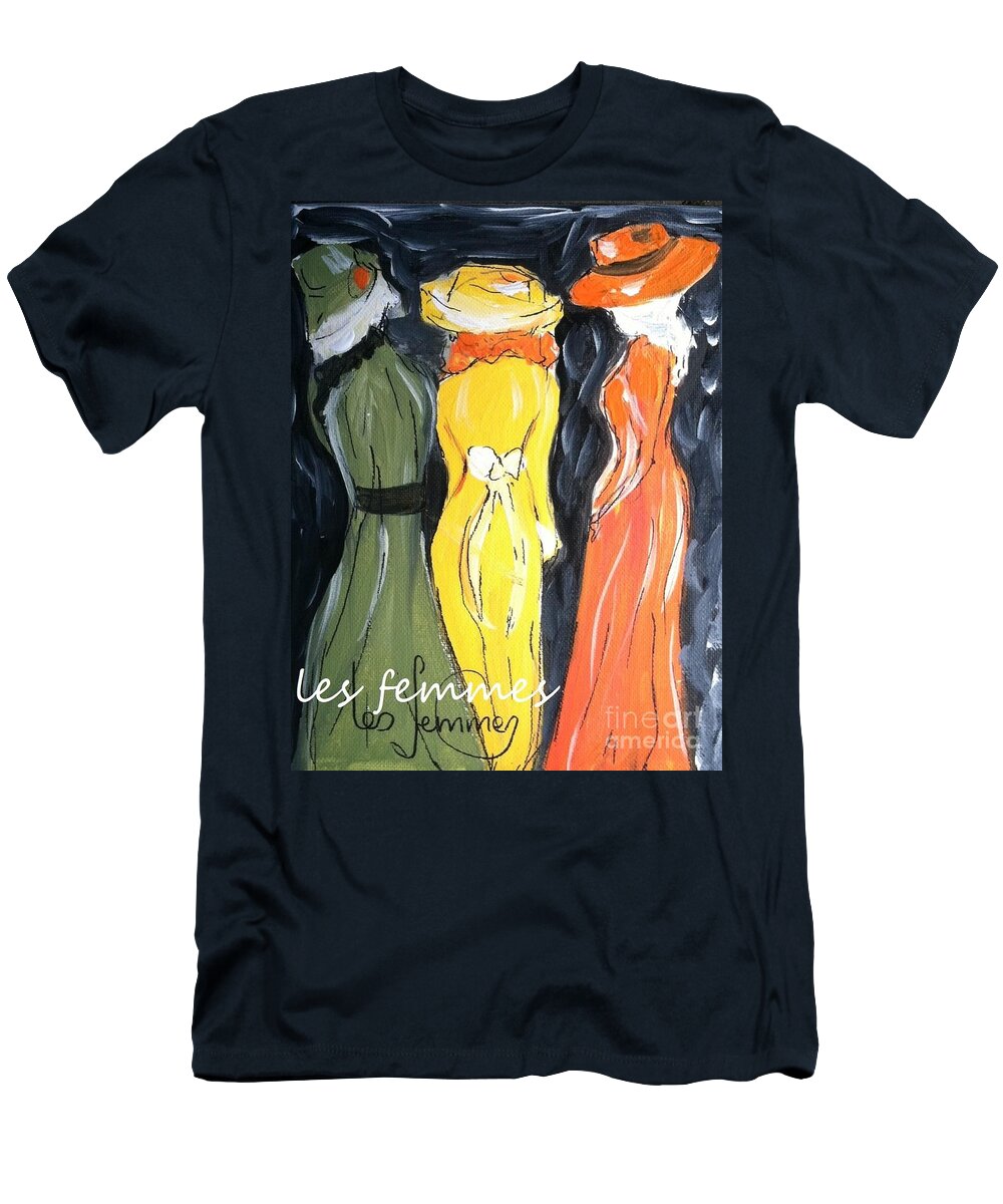 Women T-Shirt featuring the painting Les Femmes #1 by Jacqui Hawk