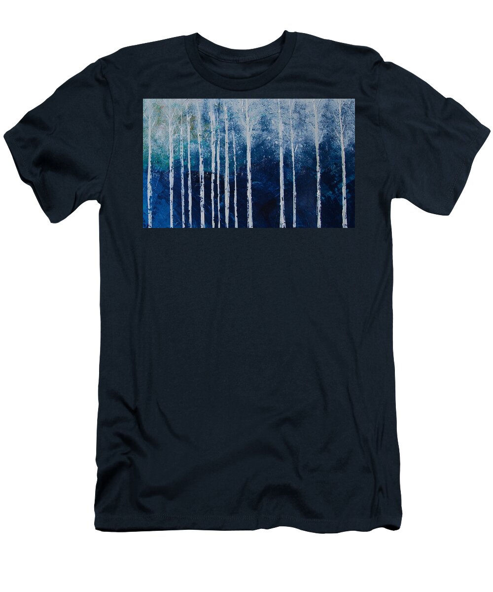 Snow T-Shirt featuring the painting Shivver #1 by Linda Bailey