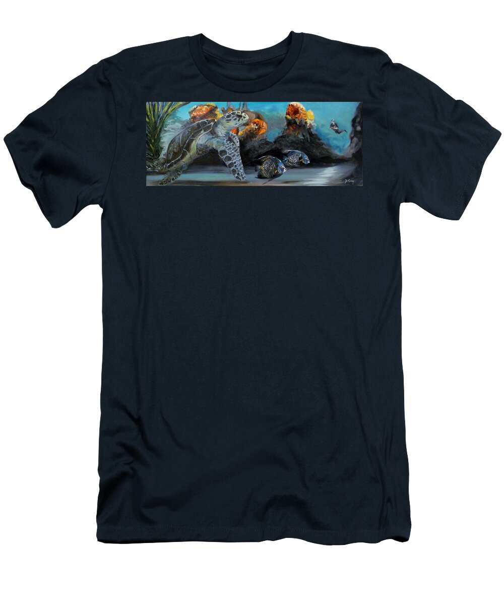 Scuba T-Shirt featuring the painting Underwater Beauty by Donna Tuten