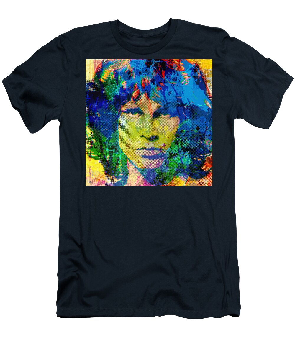 Portrait T-Shirt featuring the painting Jim Morrison by Gary Grayson