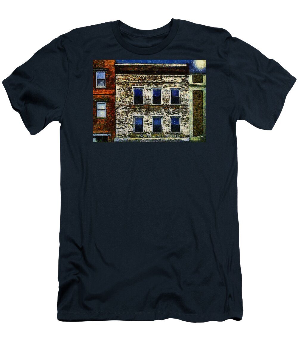 Buildings T-Shirt featuring the painting 3 AM in Amherst by RC DeWinter