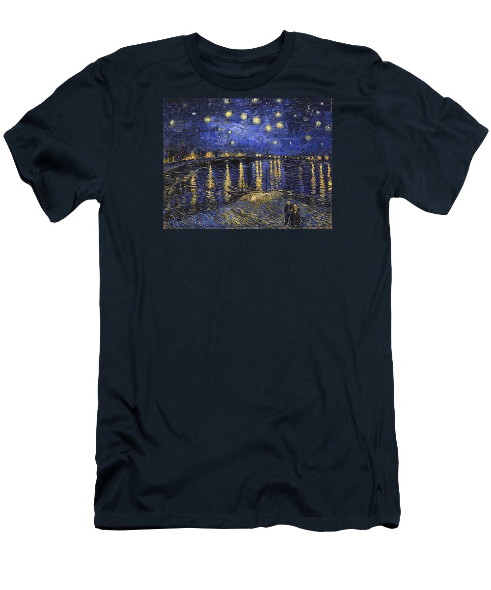 Vincent Van Gogh T-Shirt featuring the painting Starry Night Over The Rhone #4 by Vincent Van Gogh