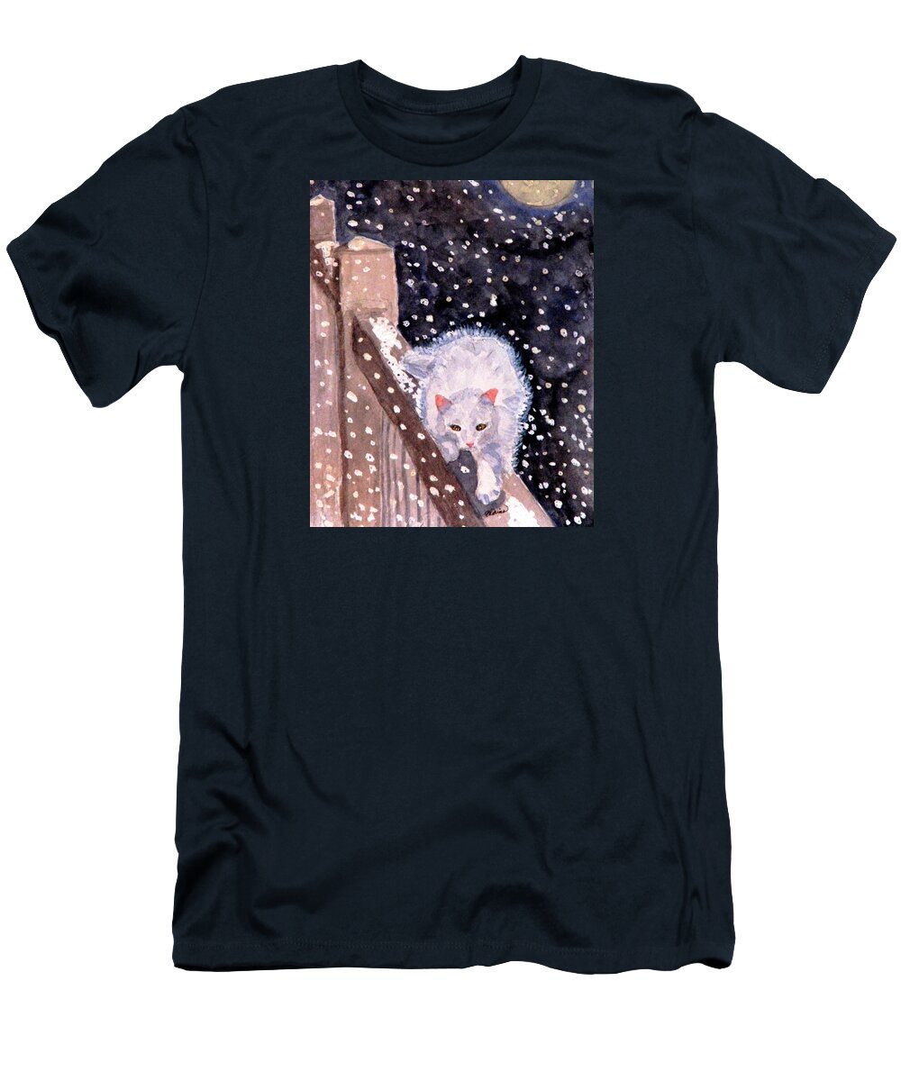 Cat T-Shirt featuring the painting A Silent Journey by Angela Davies
