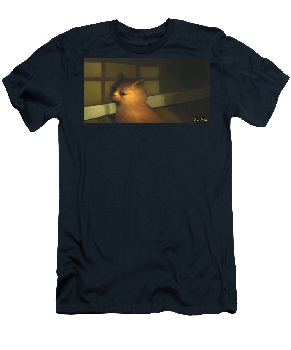 Diane Strain T-Shirt featuring the painting A Warm Corner for Kitty  No.2 by Diane Strain