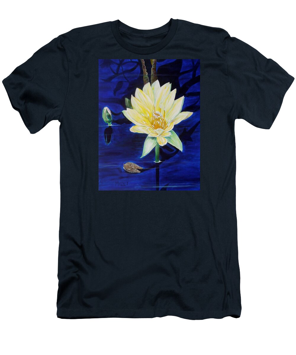 Waterlily T-Shirt featuring the painting A waterlily by Marilyn McNish
