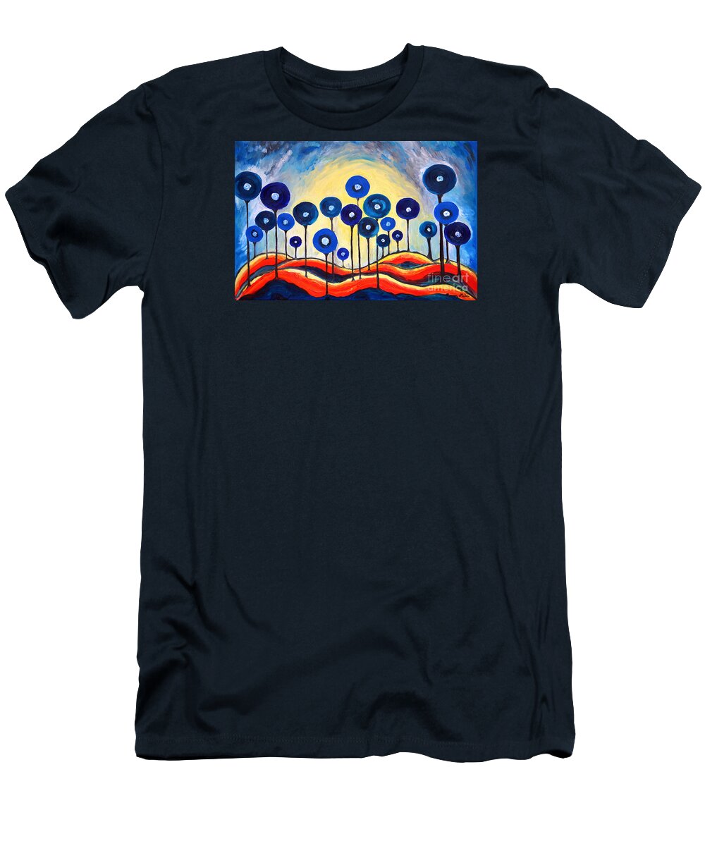 Lollipops T-Shirt featuring the painting Abstract Blue Symphony by Ramona Matei