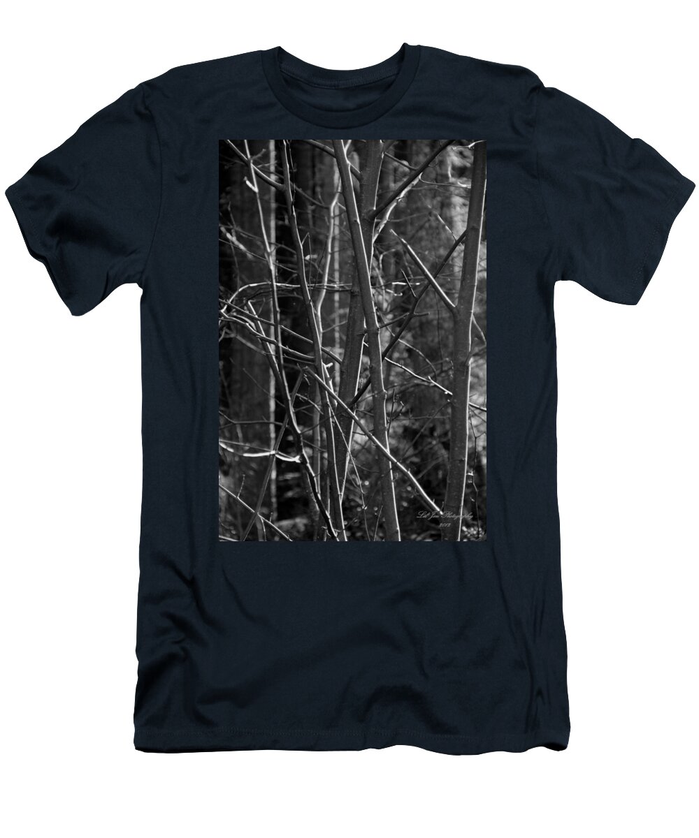Forest T-Shirt featuring the photograph Afternoon Walk In Black and White by Jeanette C Landstrom