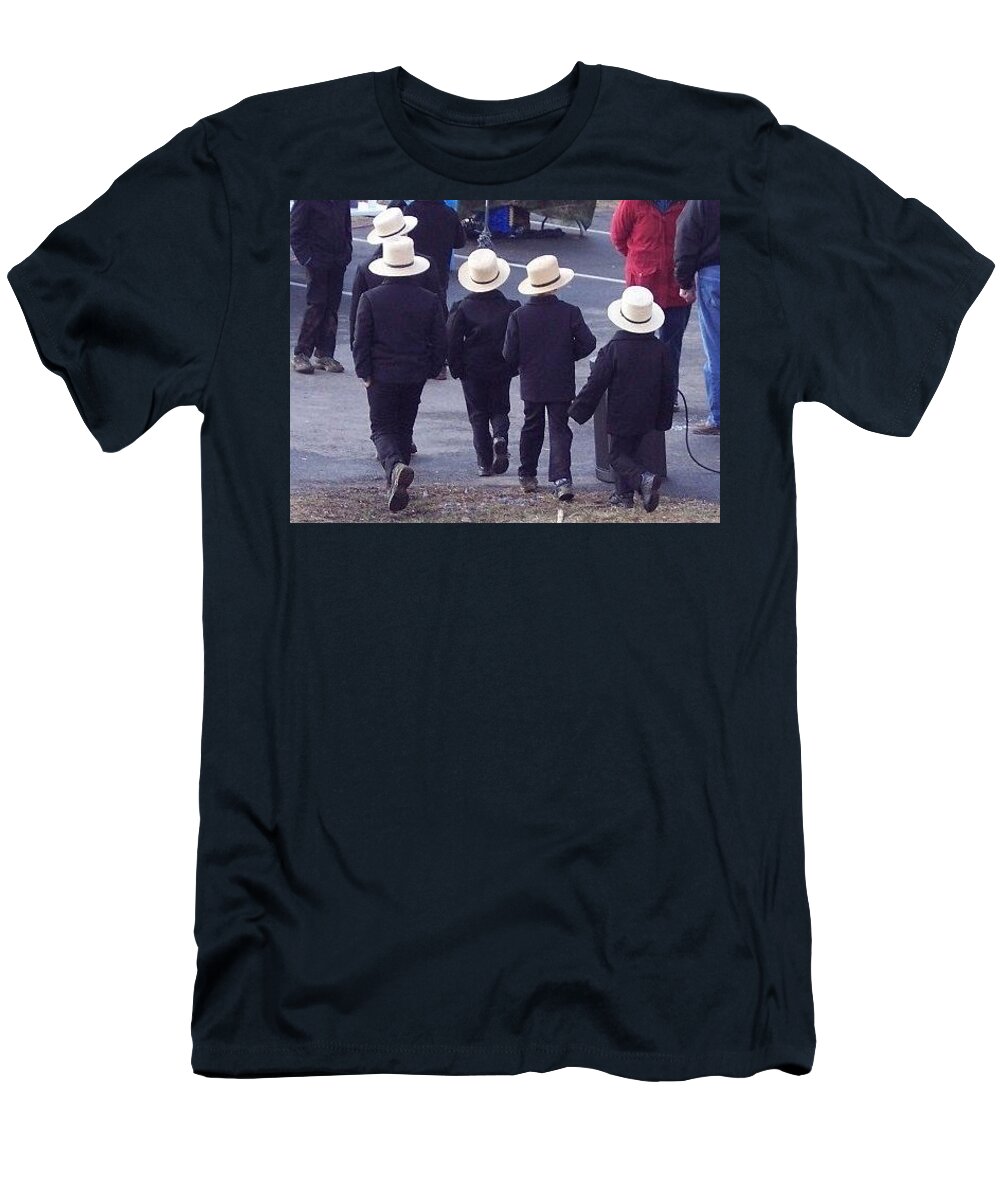 Amish T-Shirt featuring the photograph Amish Boys by Beth Wiseman