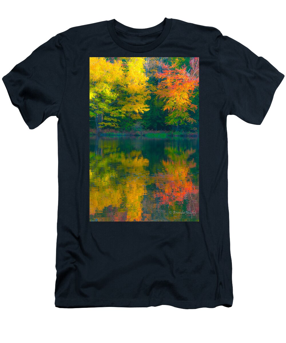 Brenda T-Shirt featuring the photograph Autumn Reflections by Brenda Jacobs