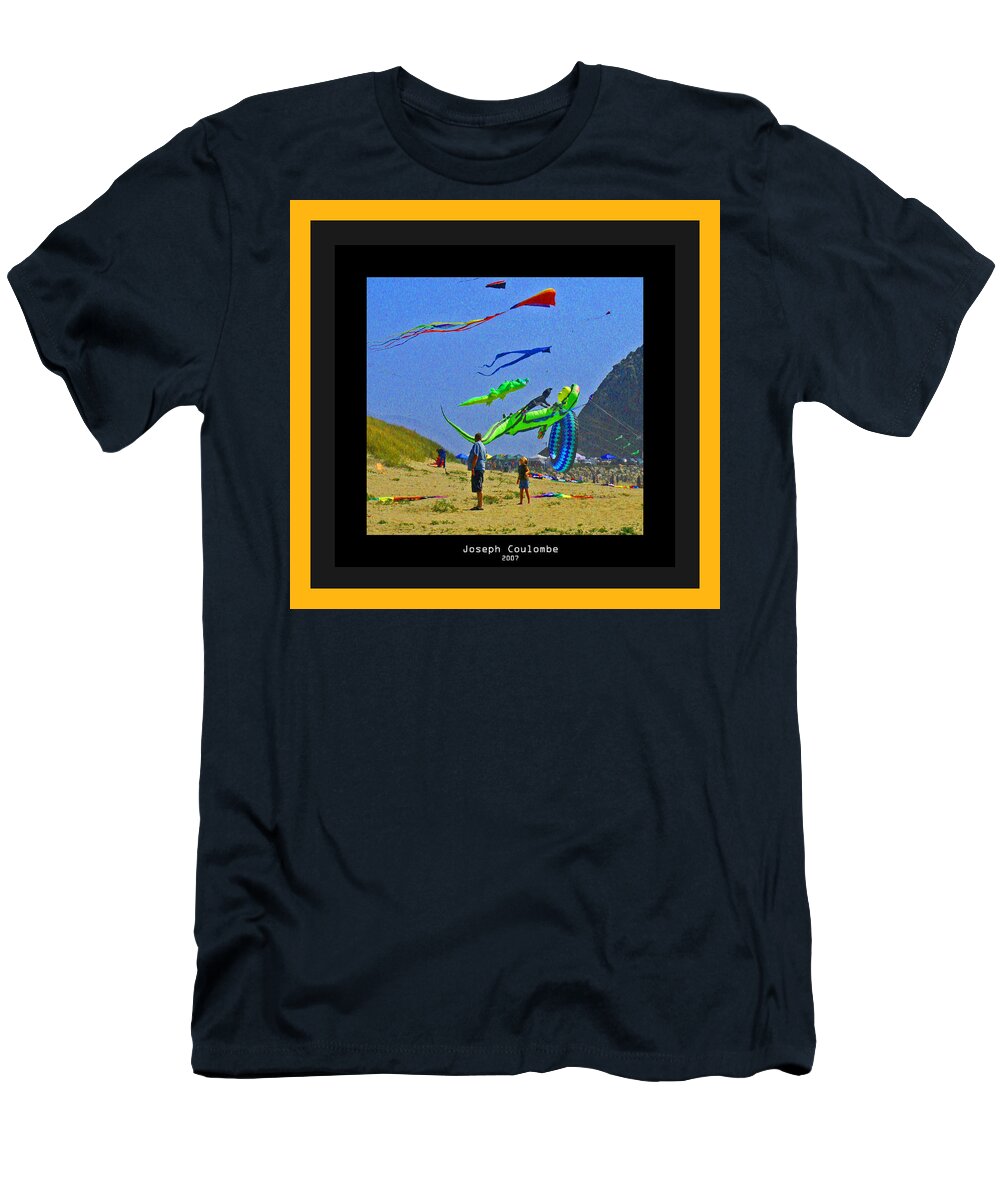 Beach Kids T-Shirt featuring the digital art Beach Kids 4 Kites by Joseph Coulombe