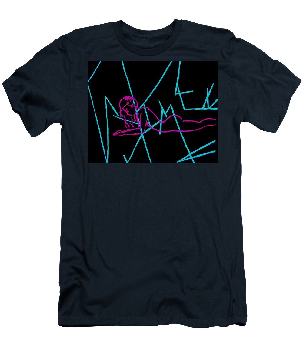 Neon T-Shirt featuring the painting Beautiful Lines Woman by Marisela Mungia