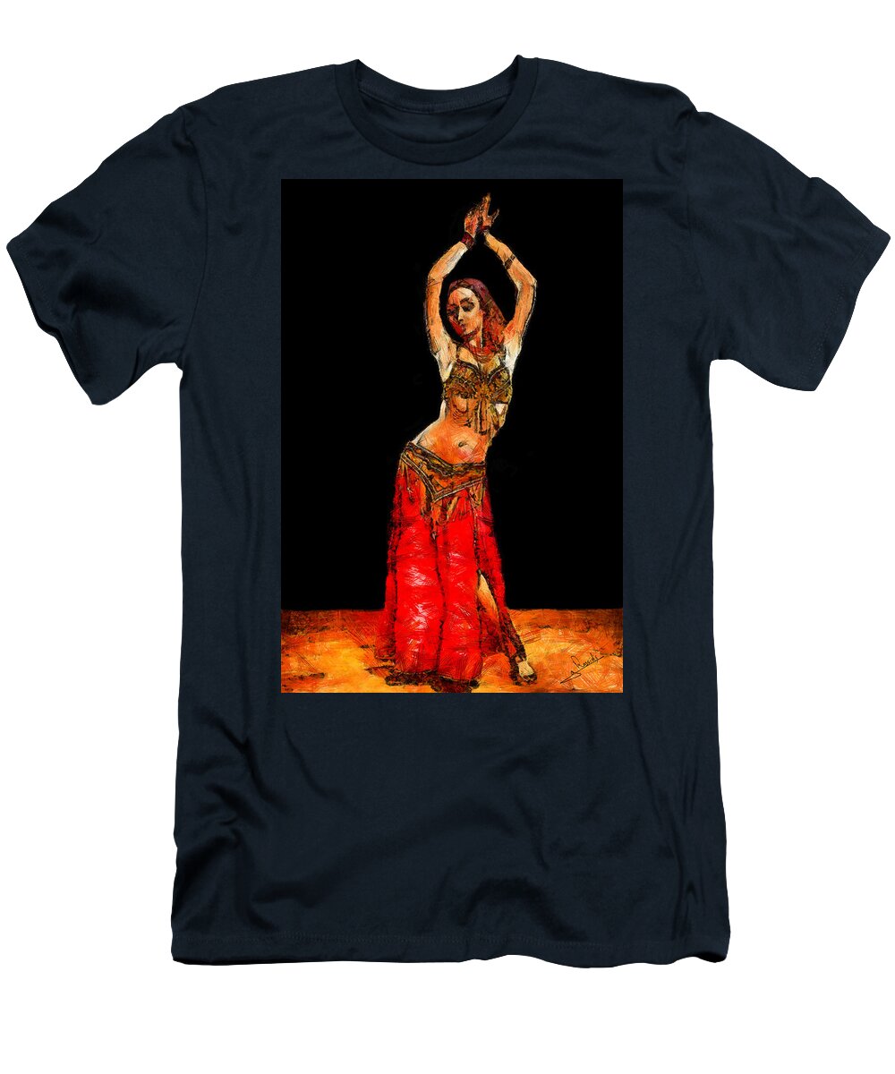 Rossidis T-Shirt featuring the painting Belly dancer by George Rossidis