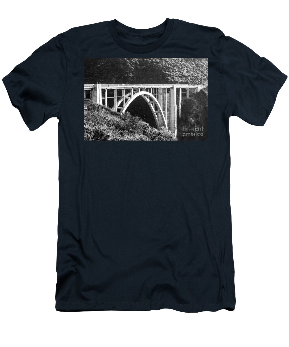 Bixby Bridge T-Shirt featuring the photograph Bixby Bridge BW by Suzanne Luft