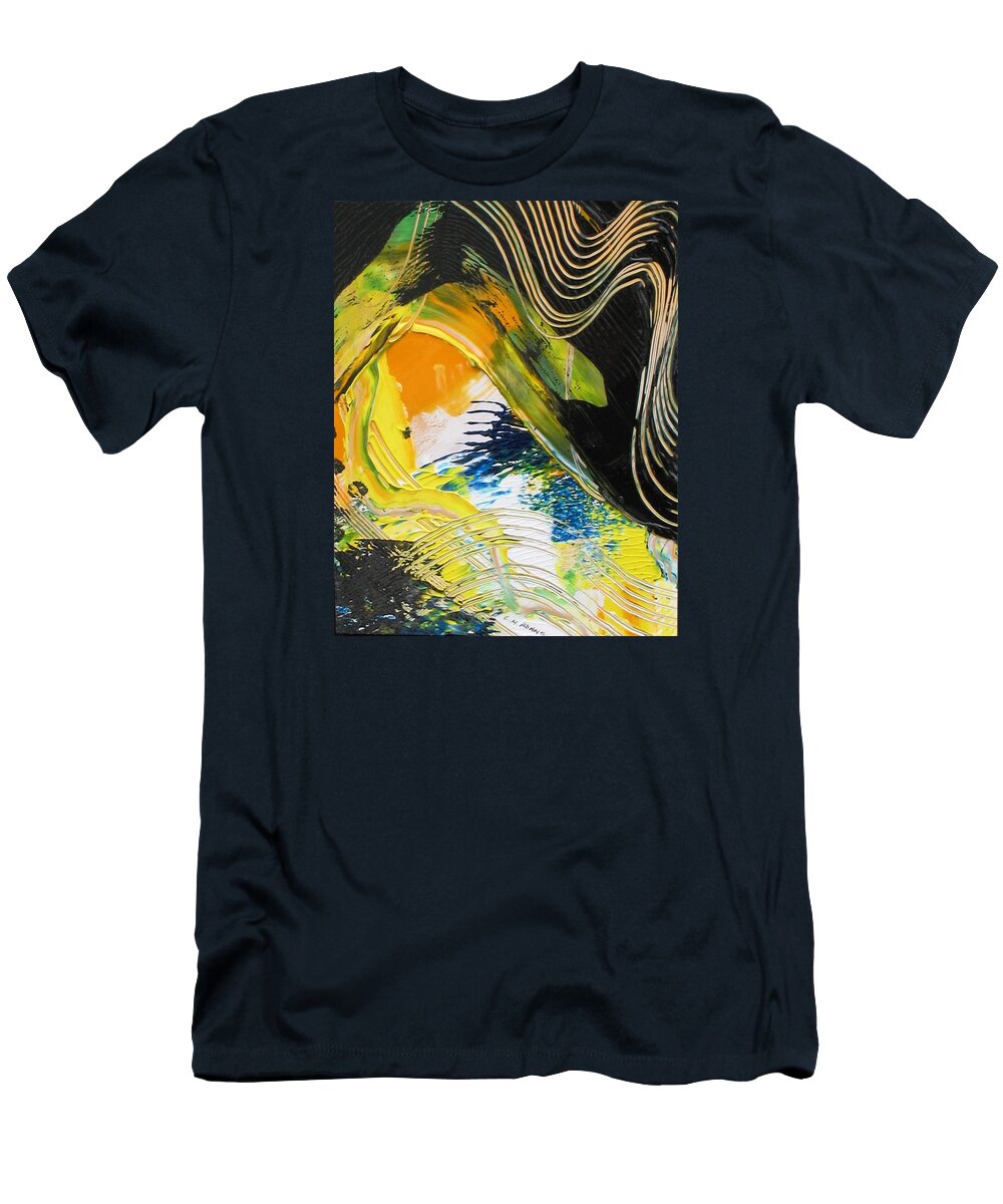 Abstract Painting T-Shirt featuring the painting Black and Yellow Abstract by Louise Adams