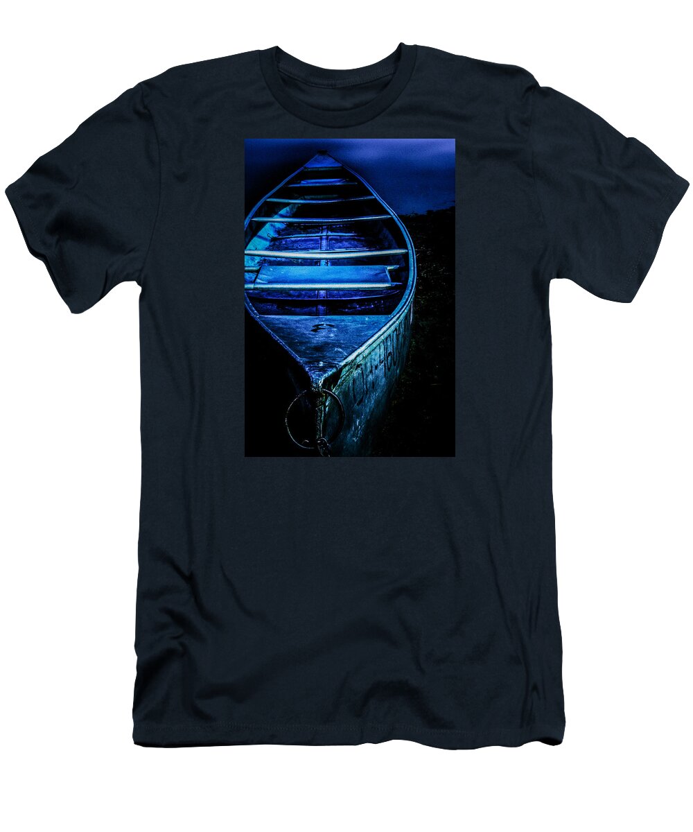Canoe T-Shirt featuring the photograph Blue Canoe by Michael Arend