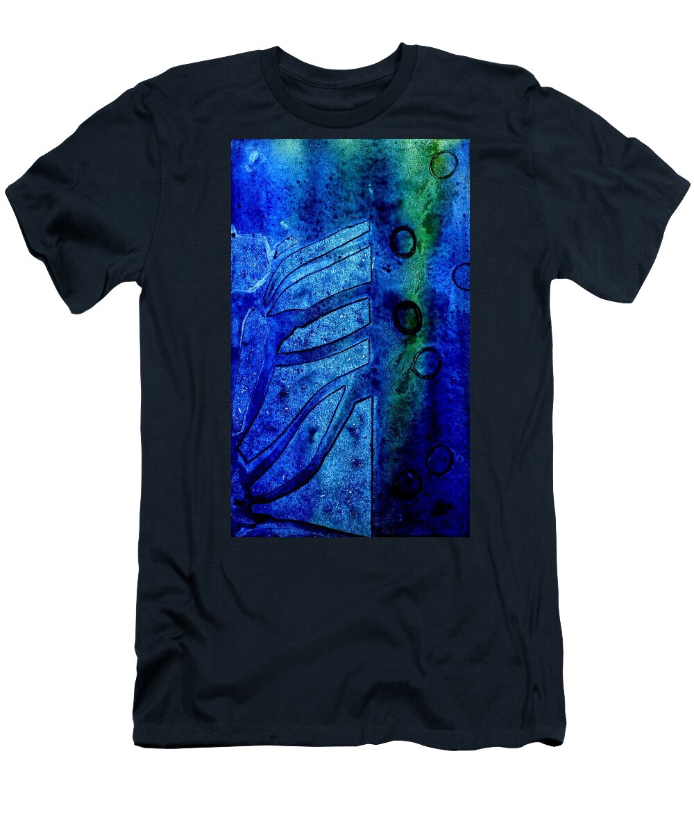 Abstract T-Shirt featuring the mixed media Blue III by John Nolan