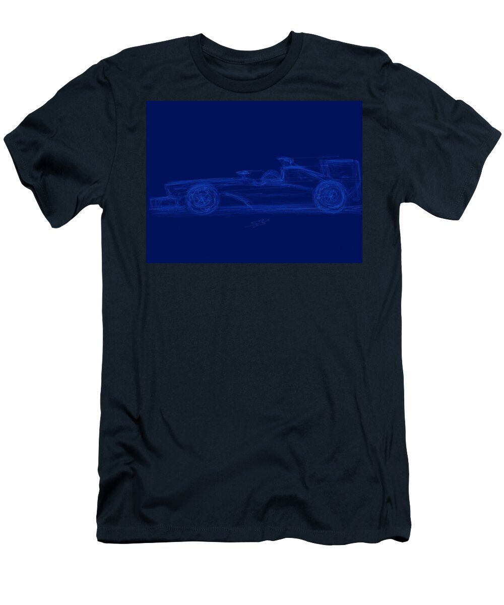 Racing T-Shirt featuring the digital art Blueprint for Speed by Stacy C Bottoms