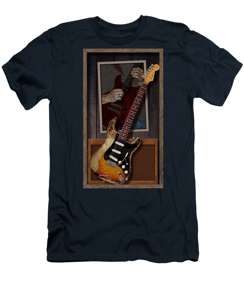 Fender Stratocaster T-Shirt featuring the digital art Blues Tools 2 by WB Johnston