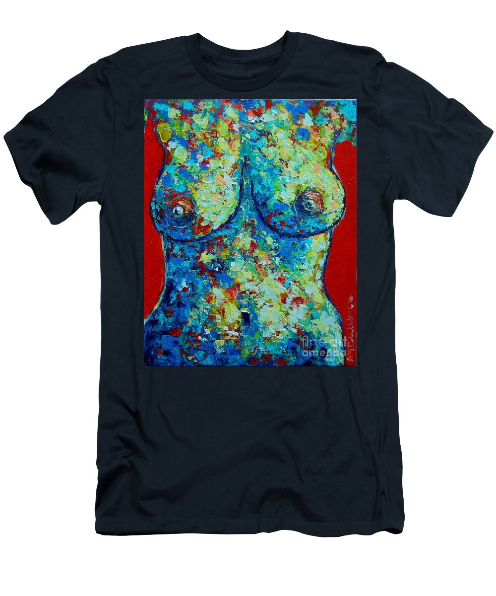 Nude T-Shirt featuring the painting Bodyscape by Ana Maria Edulescu