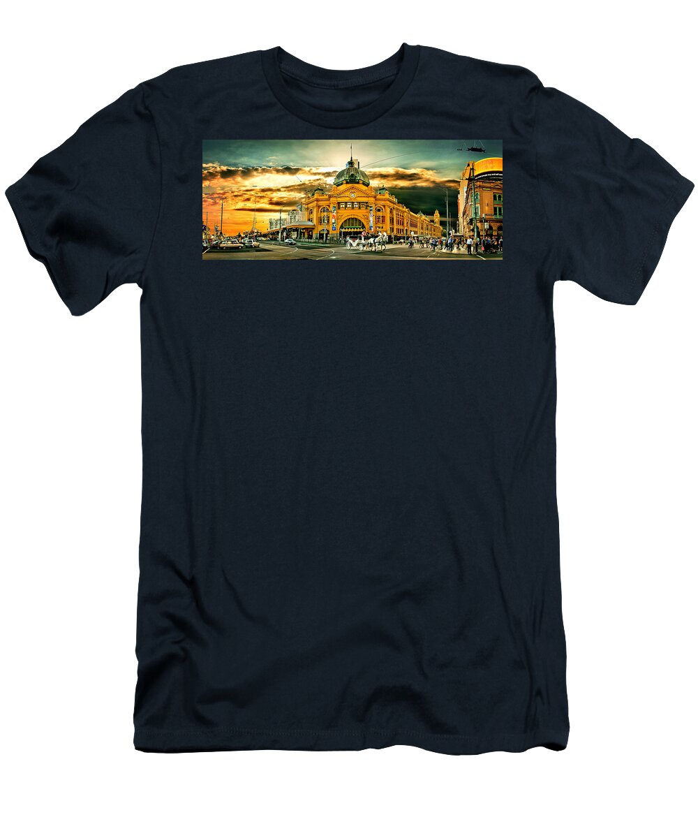 Melbourne T-Shirt featuring the photograph Busy Flinders St Station by Az Jackson
