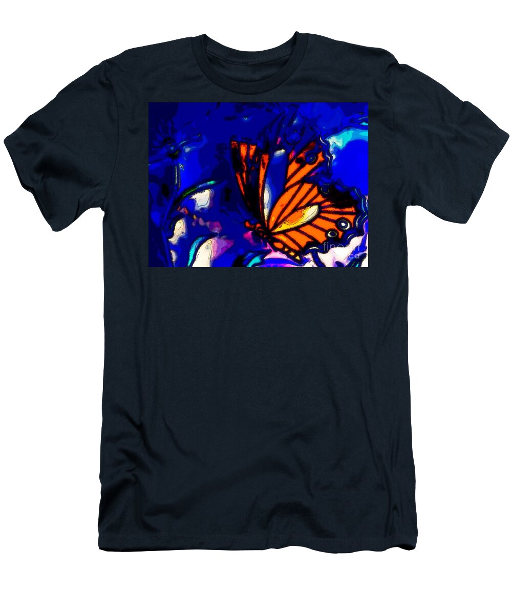 Art T-Shirt featuring the mixed media Butterfly Blues by Michelle Stradford