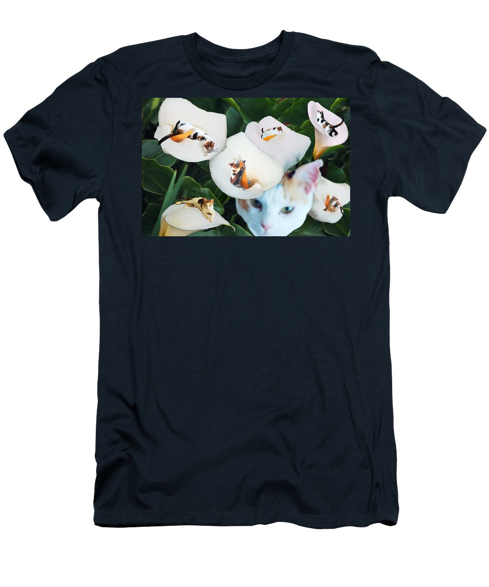 Cat T-Shirt featuring the digital art Cala in Callas by Lisa Yount