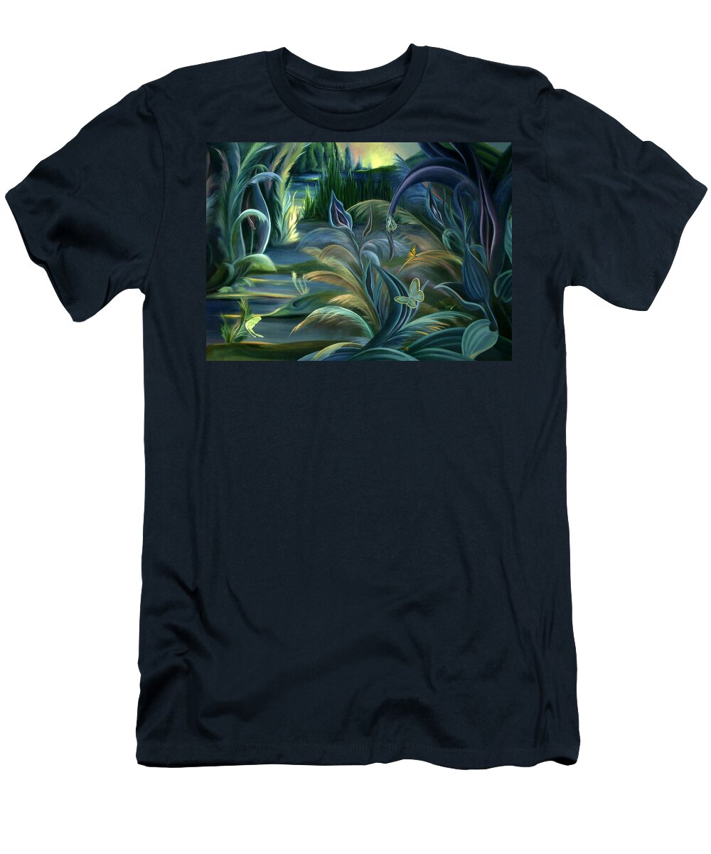Insects T-Shirt featuring the painting Card design for Insects of Enchanted Stream by Nancy Griswold