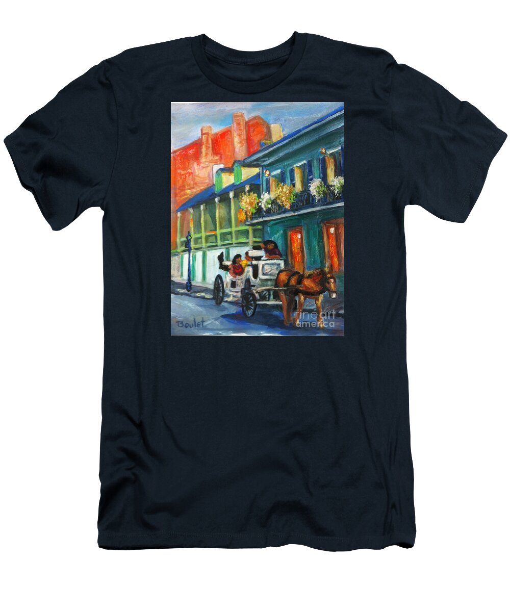 Horse T-Shirt featuring the painting Carriage Ride on Dumaine Street by Beverly Boulet