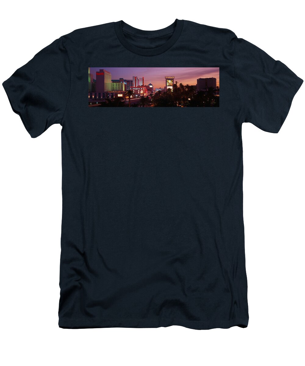Photography T-Shirt featuring the photograph Casinos At Twilight, Las Vegas, Nevada by Panoramic Images