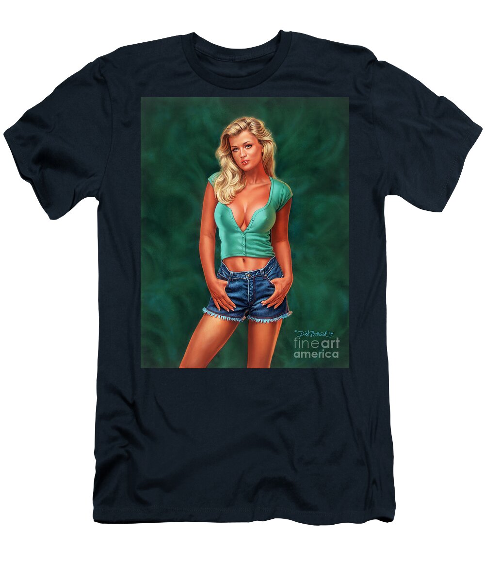 Portrait T-Shirt featuring the painting Casual Beauty by Dick Bobnick