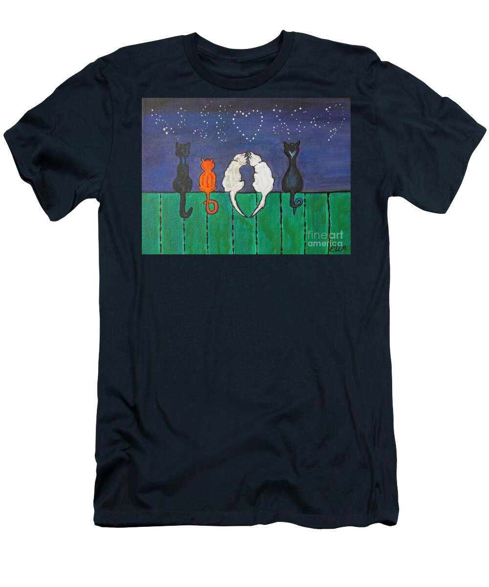 Cats T-Shirt featuring the painting Cat Tails by Ella Kaye Dickey