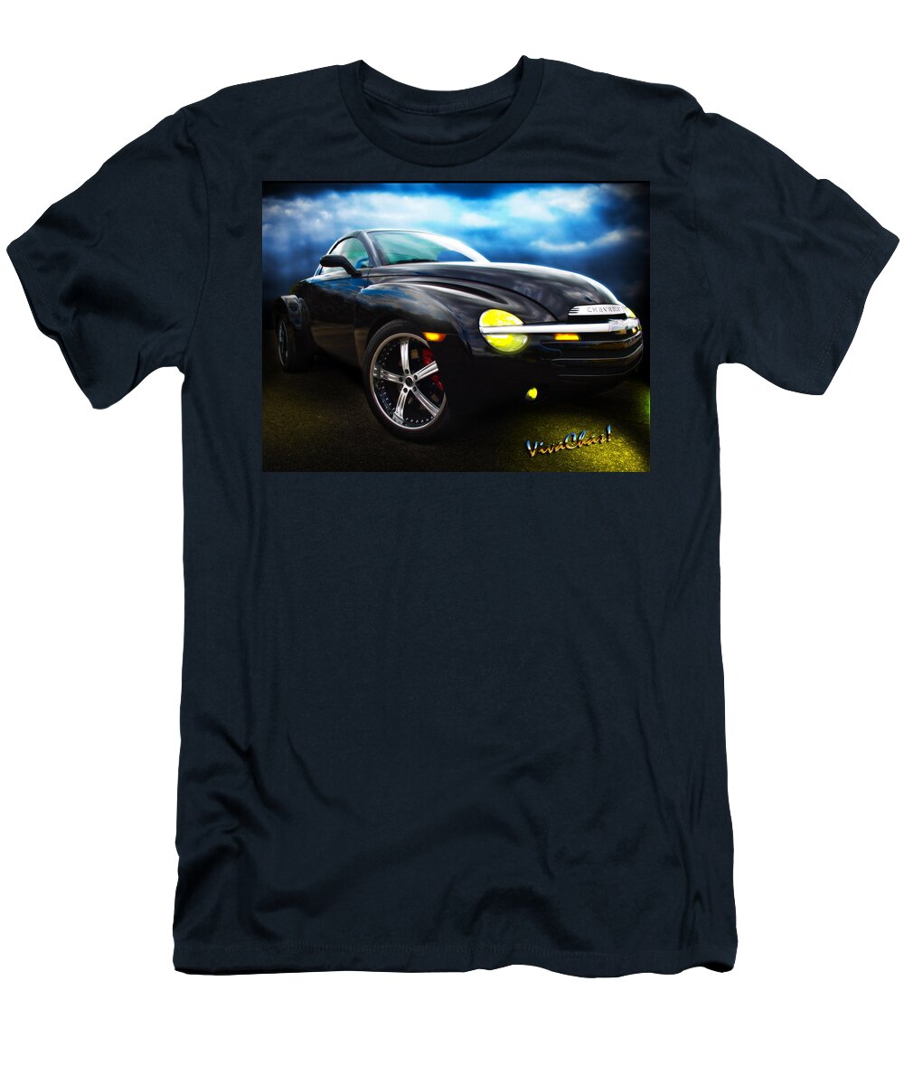 Chevrolet T-Shirt featuring the photograph Chevy SSR Night Life Hot Rods Live Lives All Their Own by Chas Sinklier
