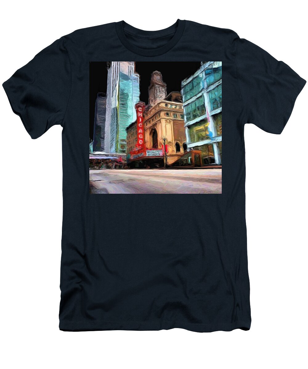 Chicago T-Shirt featuring the painting Chicago Theater - 22 by Ely Arsha