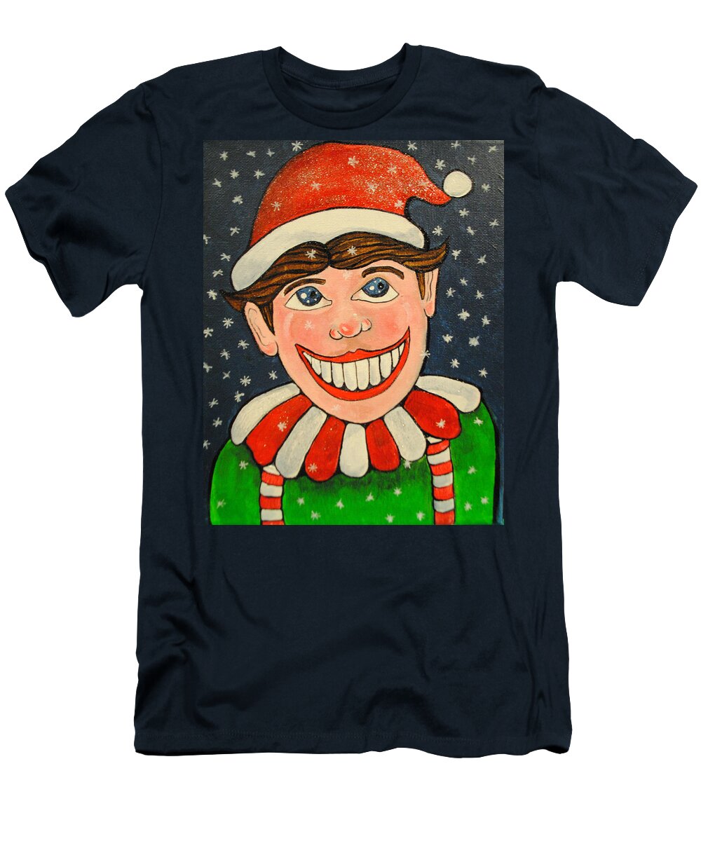 Asbury Park Paintings T-Shirt featuring the painting Christmas Tillie by Patricia Arroyo