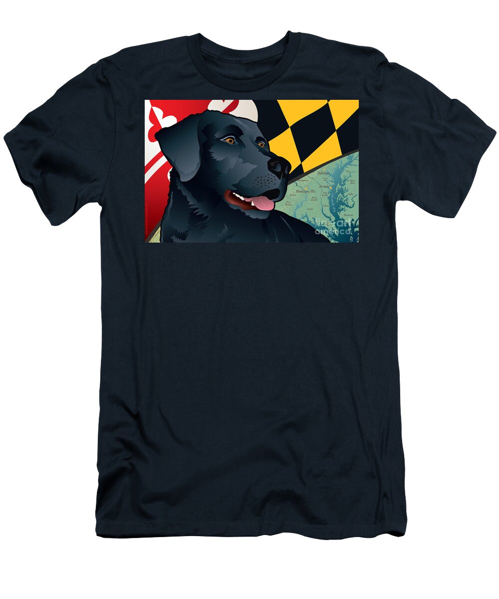 Chesapeake Bay Retriever T-Shirt featuring the digital art Maryland Black Lab by Joe Barsin