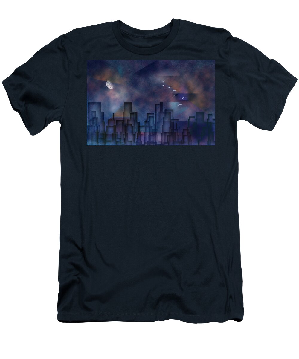 Abstract T-Shirt featuring the digital art City Night by Bruce Rolff