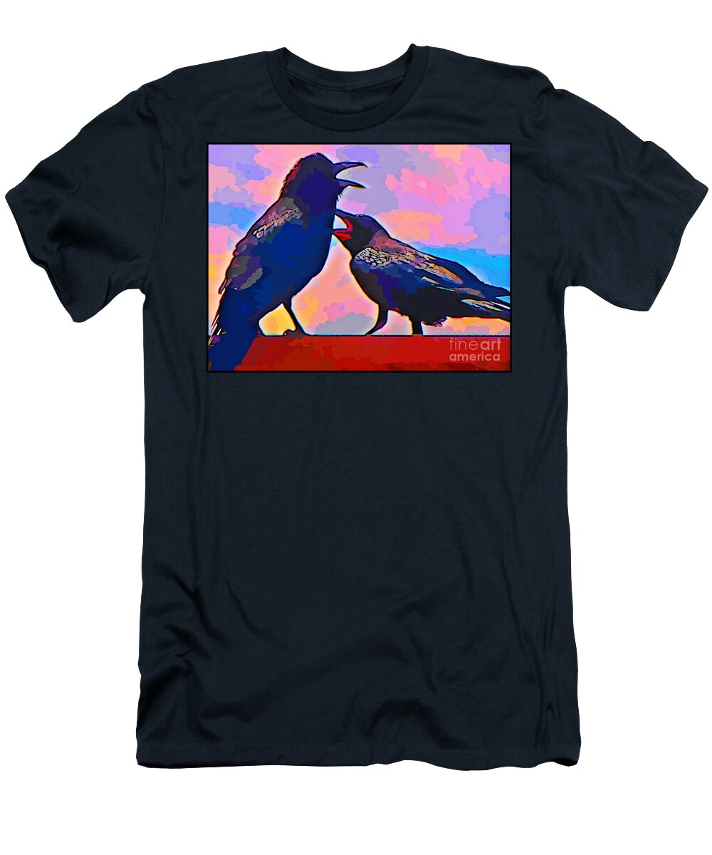 Crow T-Shirt featuring the photograph Colorful Crows by John Malone