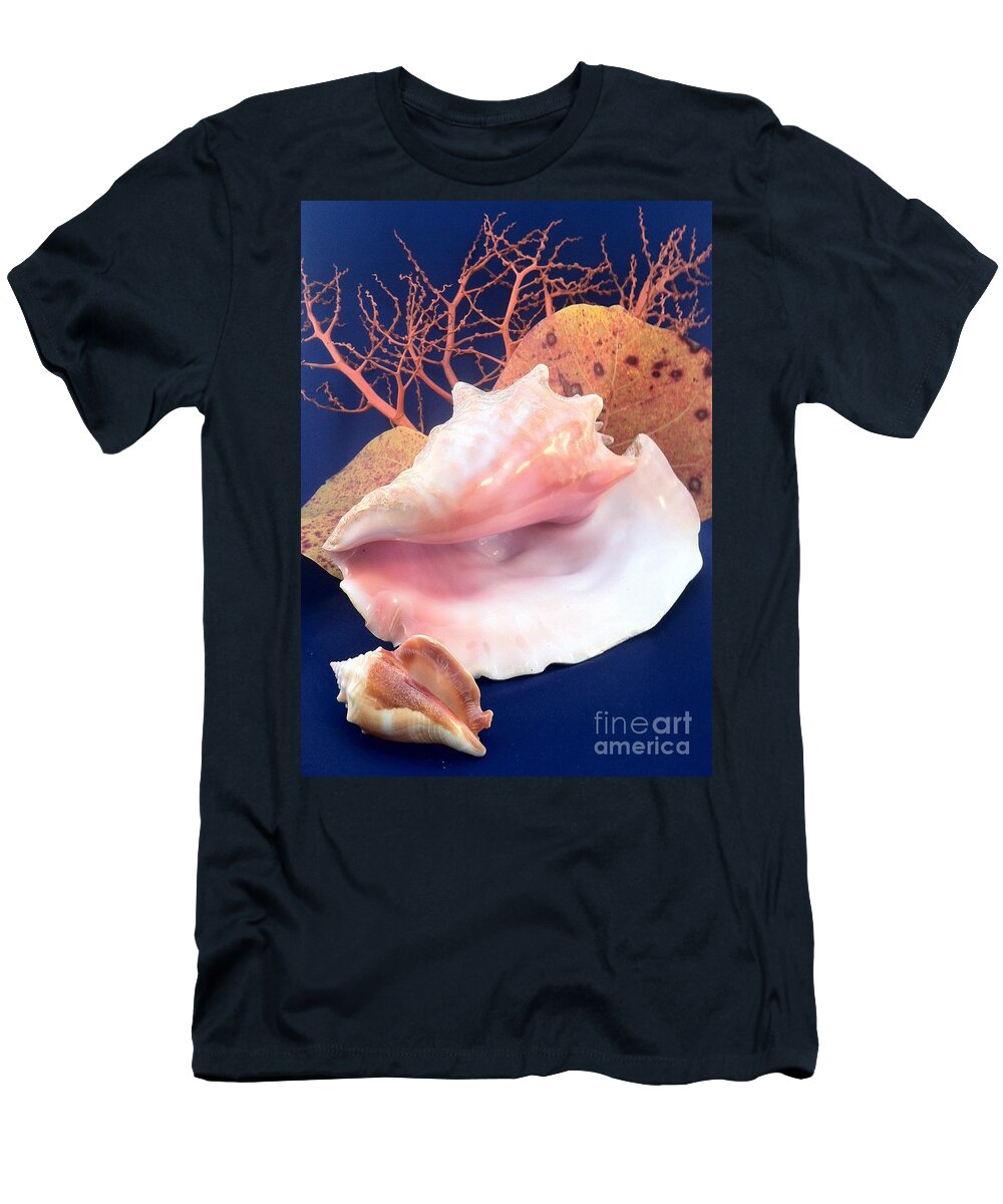 Conch T-Shirt featuring the photograph Conch Still Life by Barbie Corbett-Newmin