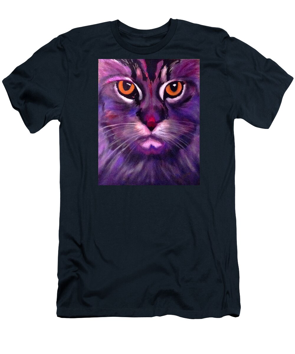 Cat T-Shirt featuring the painting Cool Maine Coon by Bill Manson