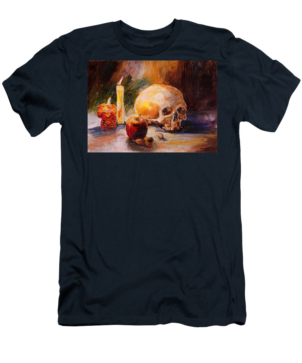 Still Life T-Shirt featuring the drawing Creepy Christmas by Barbara Pommerenke