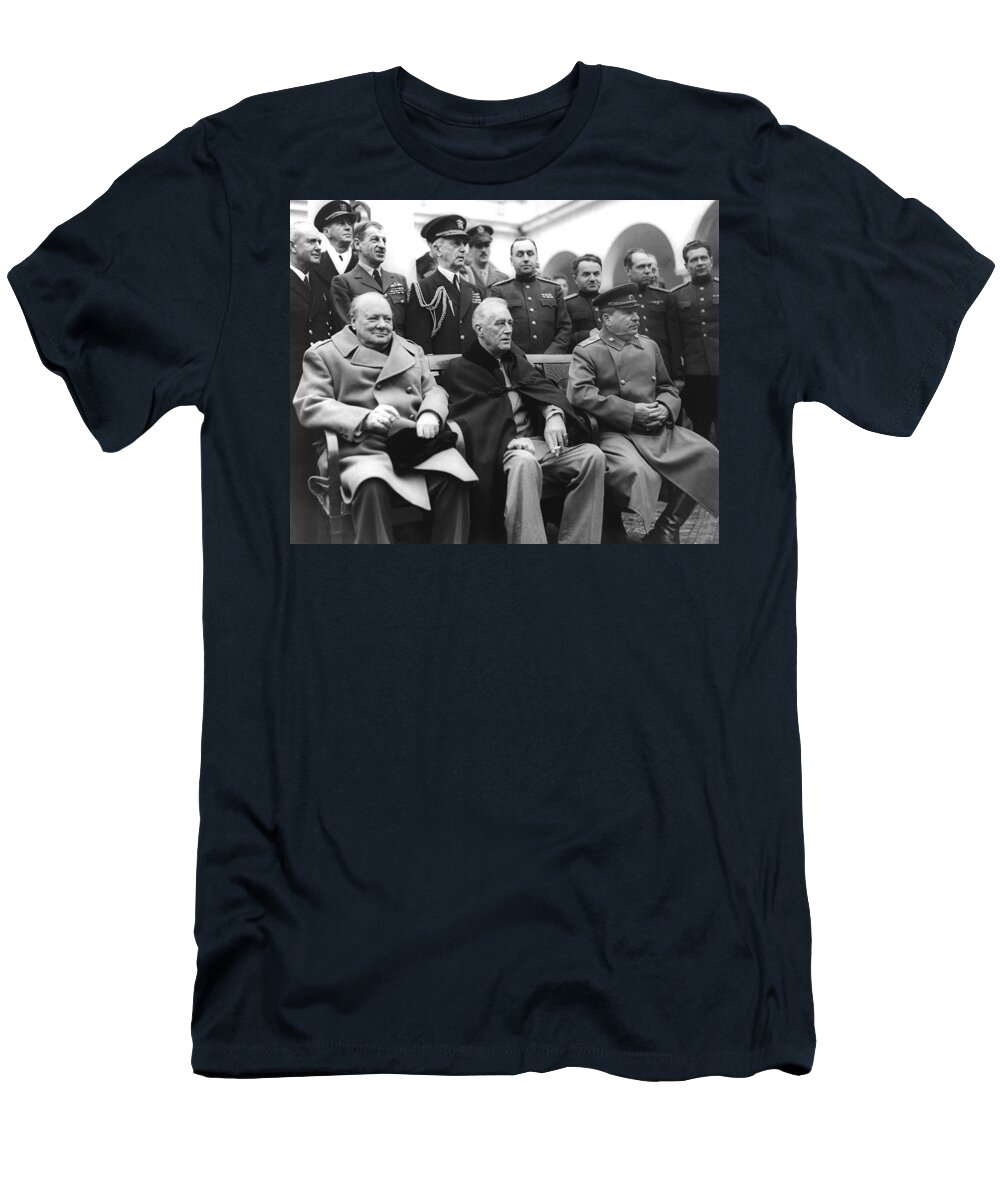 1945 T-Shirt featuring the photograph Crimean Conference In Yalta by Underwood Archives