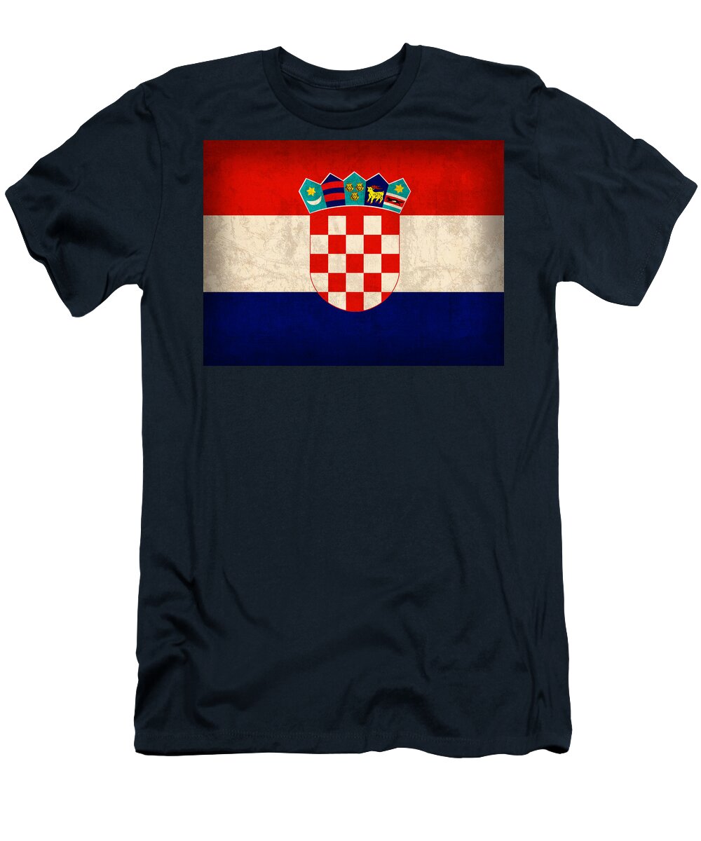 Croatia T-Shirt featuring the mixed media Croatia Flag Vintage Distressed Finish by Design Turnpike