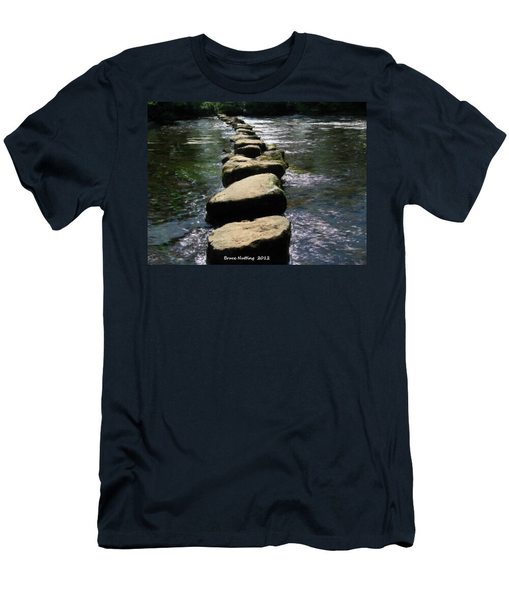 River T-Shirt featuring the painting Crossing the Creek by Bruce Nutting