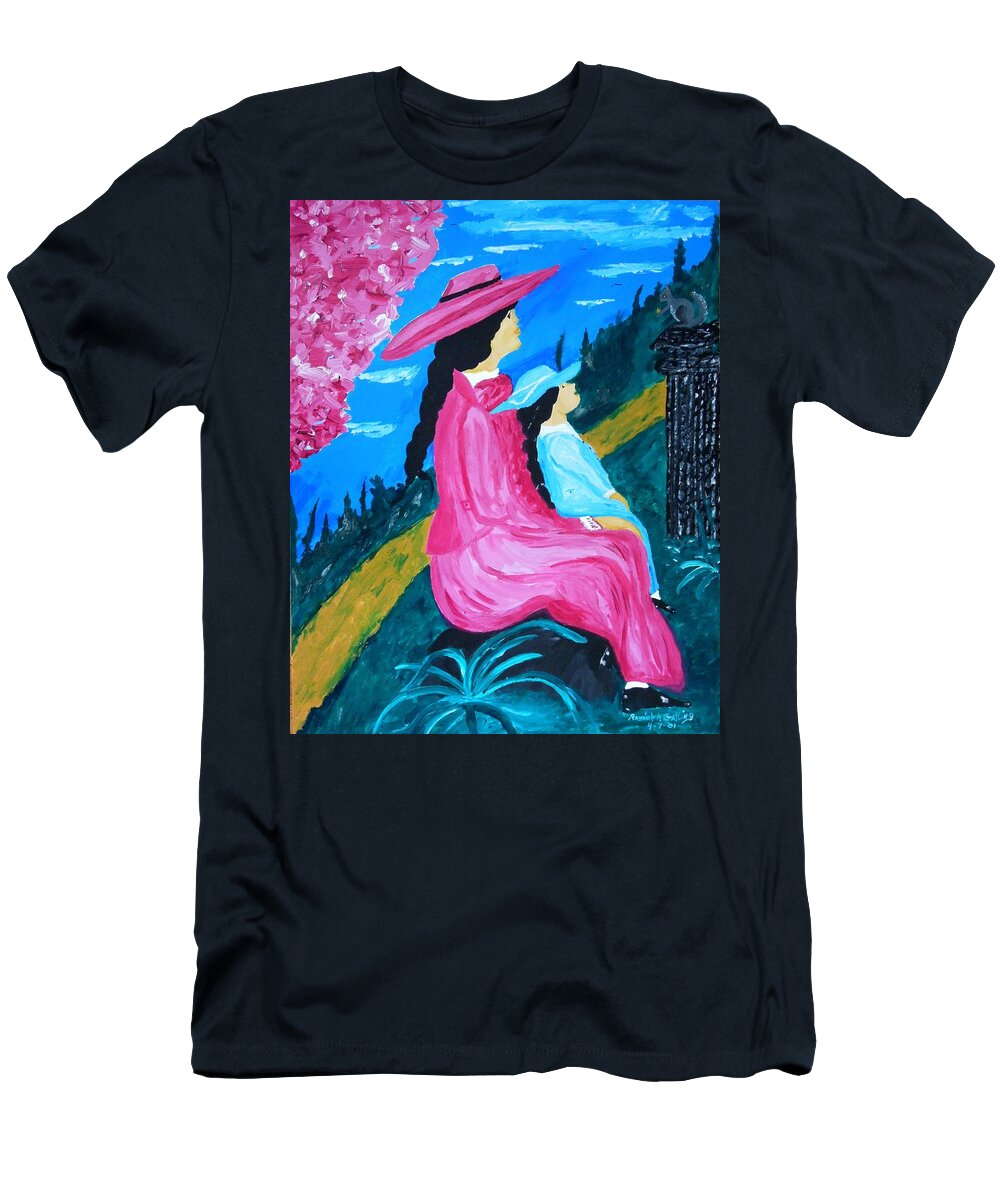 Blue Sky T-Shirt featuring the painting Day in the park by Randolph Gatling