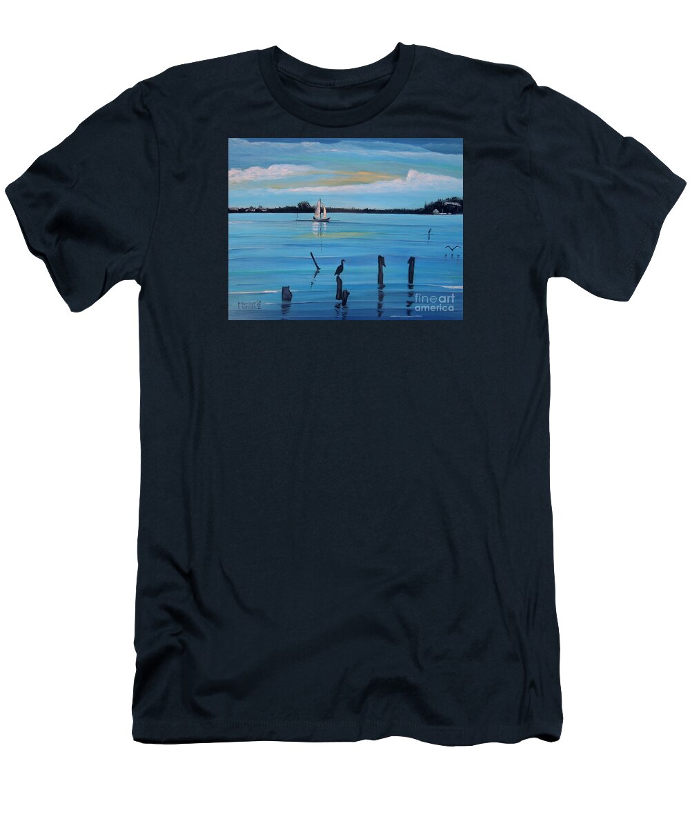 San Pedro T-Shirt featuring the painting Dusk approaching by Marilyn McNish