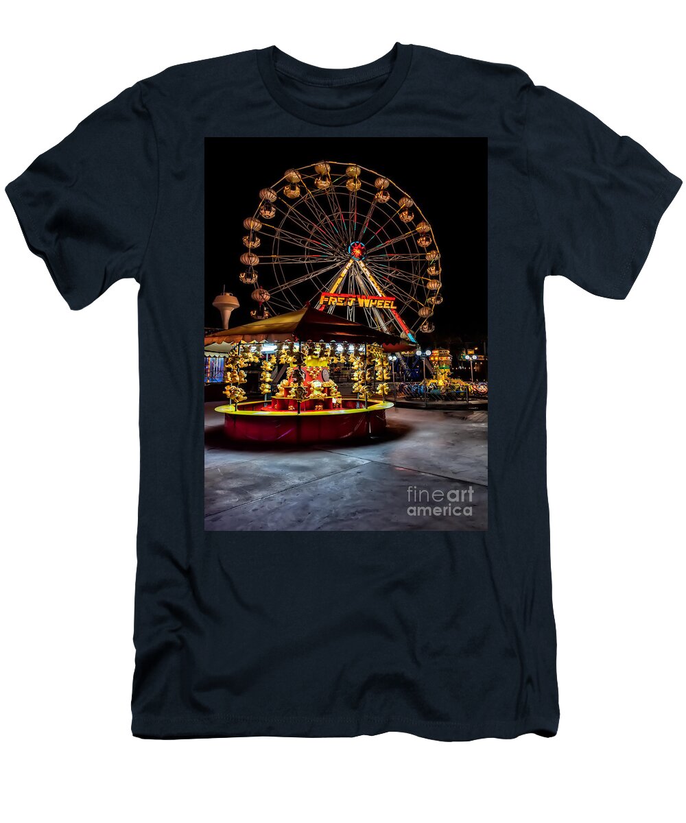 Carnival T-Shirt featuring the photograph Fairground at Night by Adrian Evans