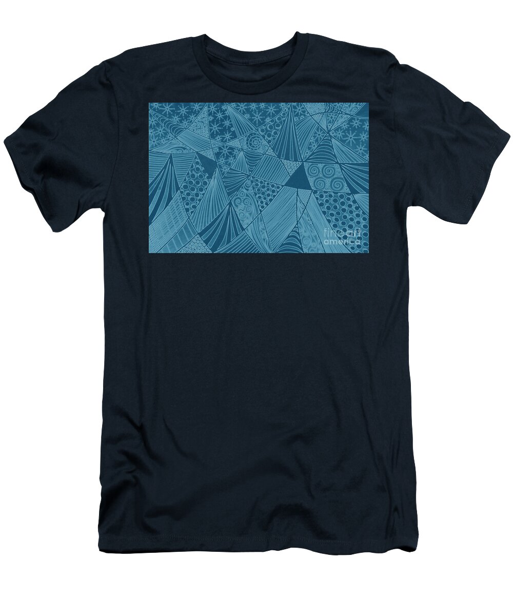Trees T-Shirt featuring the digital art Fir trees in the snow by Lynellen Nielsen