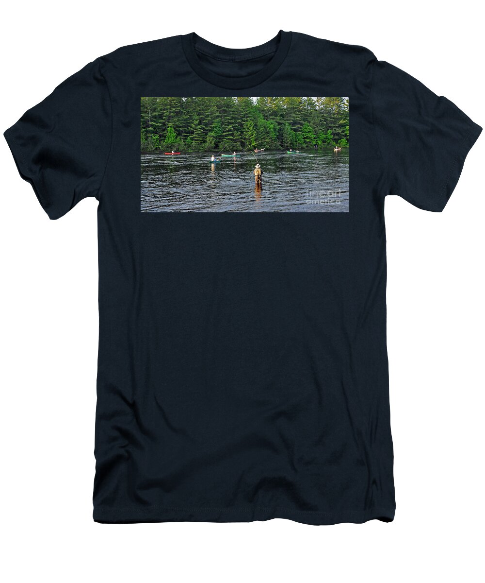 Fly Fishing T-Shirt featuring the photograph Fly Fishing West Penobscot River Maine by Glenn Gordon