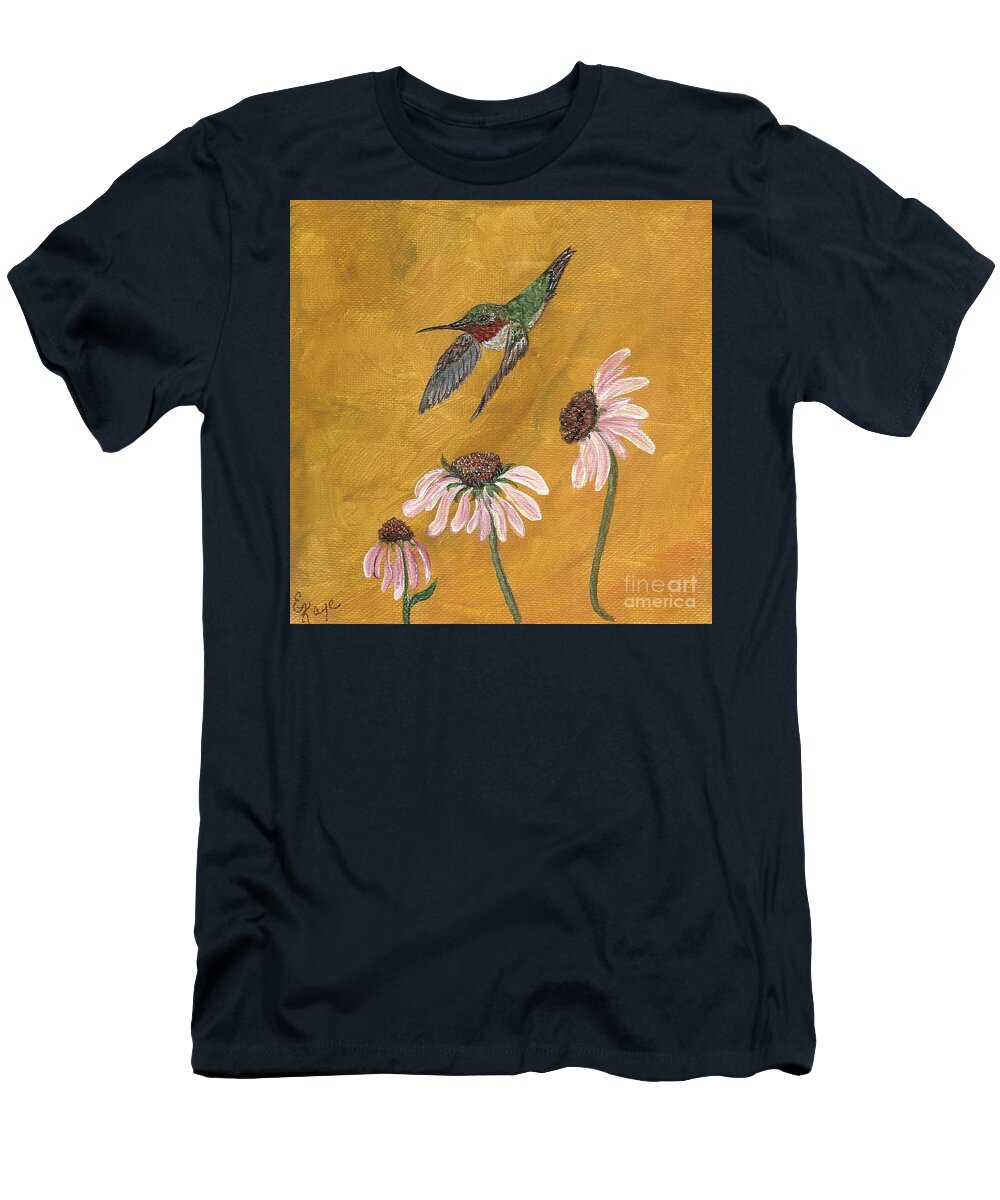 Birds T-Shirt featuring the painting Flying by by Ella Kaye Dickey